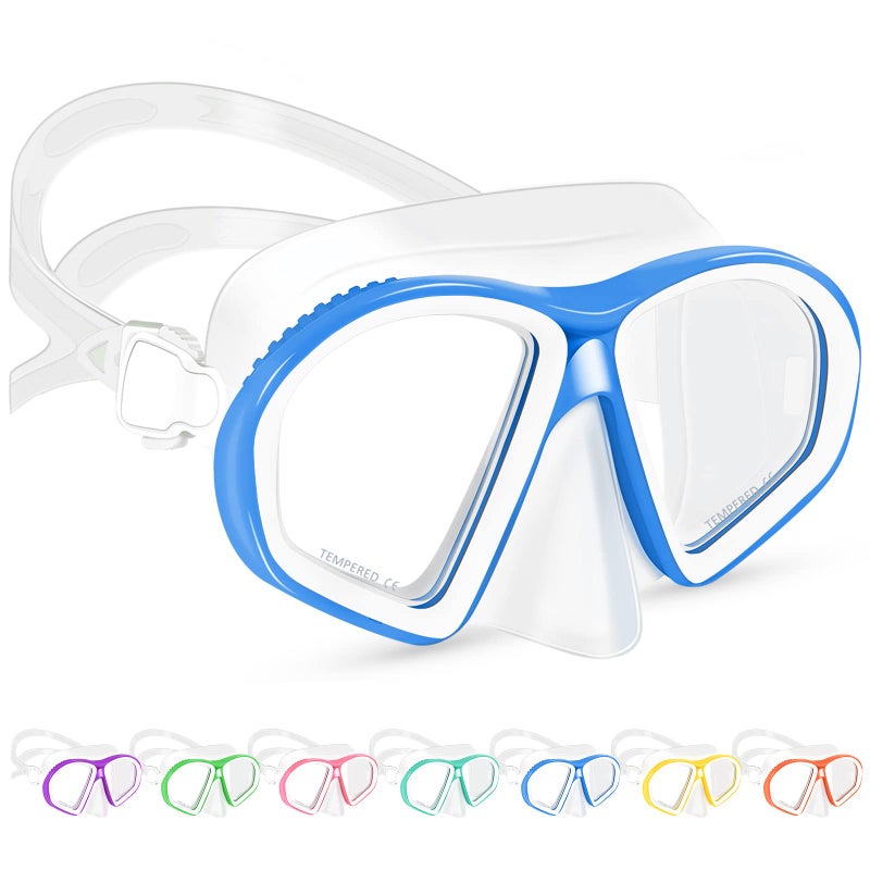 Supertrip Kids Swim Goggles with Nose Cover for Ages 6-14, Tempered Glass Fabric Strap Swimming Snorkel Mask for Pool Beach - Image 1